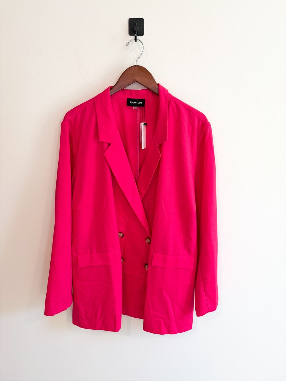 Sugarlips Women's Hot Pink Double-Breasted Blazer Plus Size 3X NWT